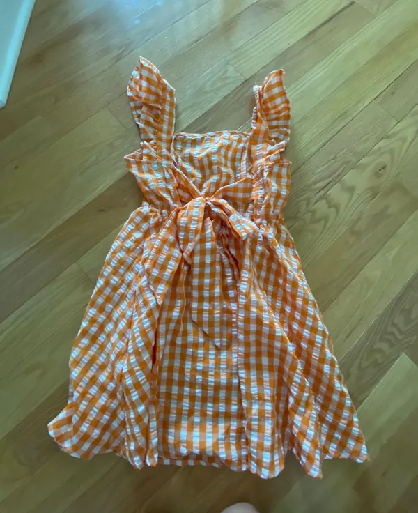 SheIn Orange Checkered Dress - Image 5