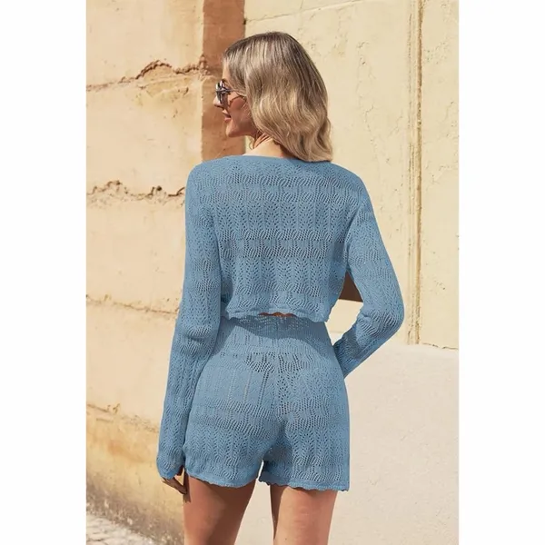 VamJump 2 Piece Knit Lounge Set Blue Size L - Image 2