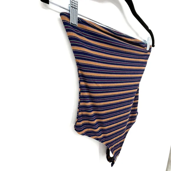 Free People Intimately Stripe Out Bodysuit Y2K 90s Indie Ribbed Small Strapless - Image 6