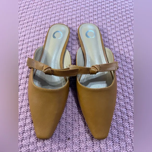 Shoes women . New ,Elegant Brown Mules with Pointed Toe and Low Heel - Image 4