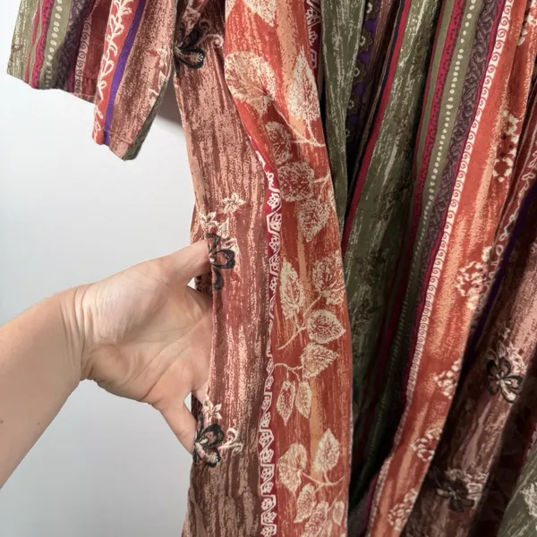 The Vermont Country Store 100% Cotton Floral Striped Muumuu House Dress Large - Image 4