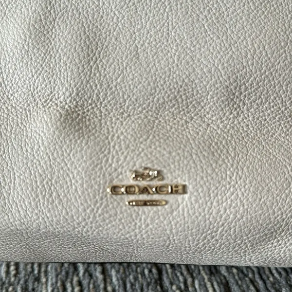 Coach Chalk White Pebbled Leather Lenox Satchel F59325 - Image 4