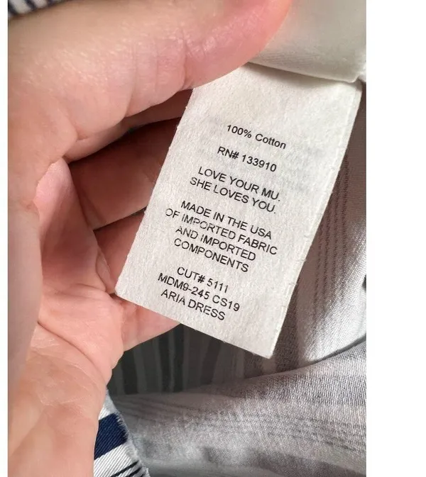 Show Me Your Mumu Blue White Striped Aria Sleeveless Square Neck Mini Dress M - Image 12