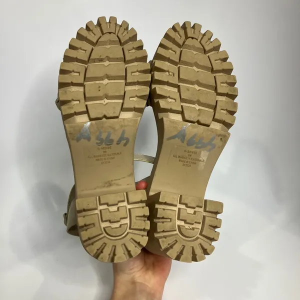 Madden girl lug sole Woven Leather sandals tan women's size 9 punk trendy‎ - Image 6