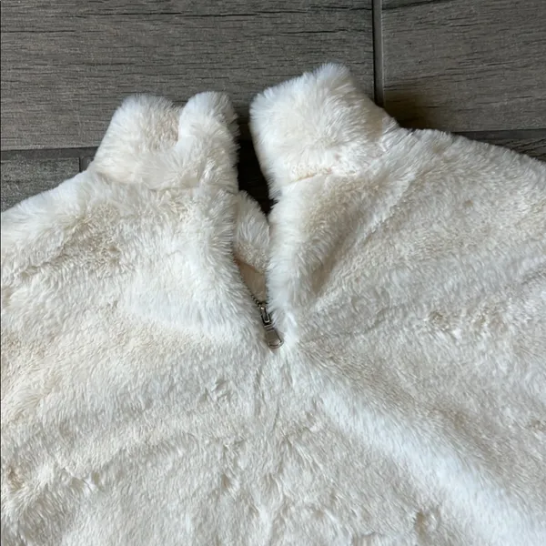 Tiger Mist White Teddy Jacket Plush Fleece Stand-Up Collar - Image 4