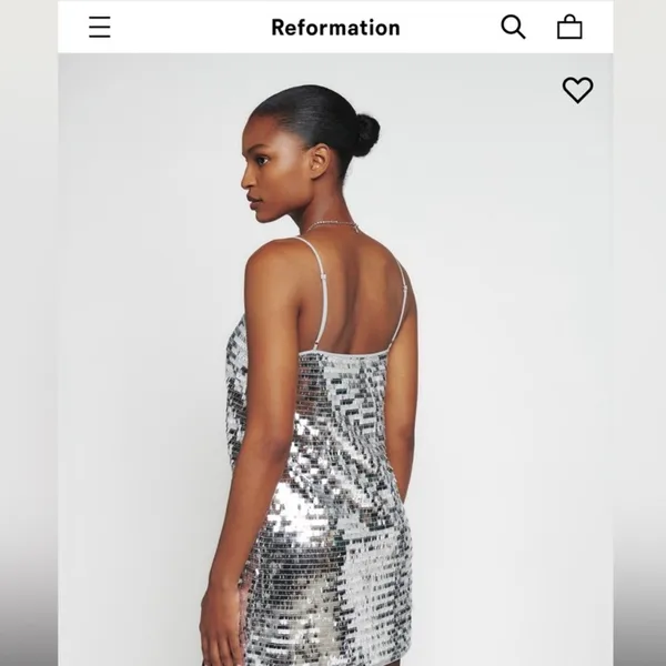 Reformation Alisha Silver Sequin Mini Dress 0 - Image 4