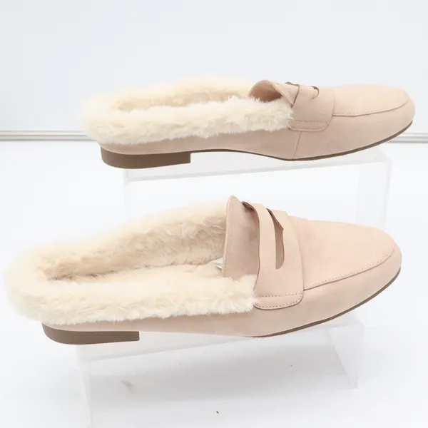 Serra Womens Tan Faux Suede Penny Loafer Mules Faux Fur Lined Size 10 - Image 3