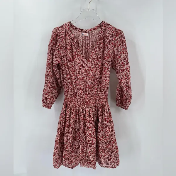 Sundry Red Floral Long‎ Sleeve Cotton Dress Size medium - Image 2
