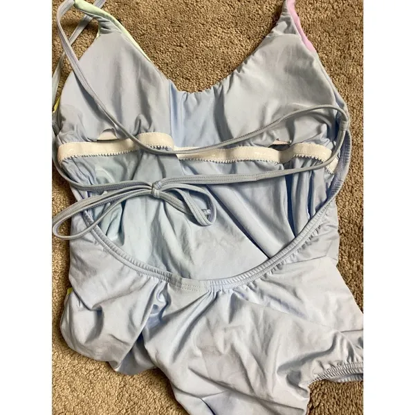 New. Pilyq pastel stripe one piece. Small. Retails $178 - Image 4