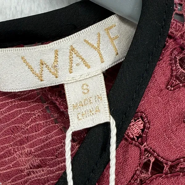 WAYF Aubergine Lace Dress Floral Cap‎ Sleeve Lined Party Cocktail Small - Image 6