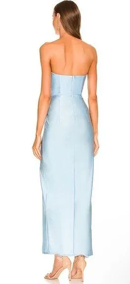 Michael Costello X Revolve Jake Strapless Plunging Maxi Gown Baby Blue - Image 2