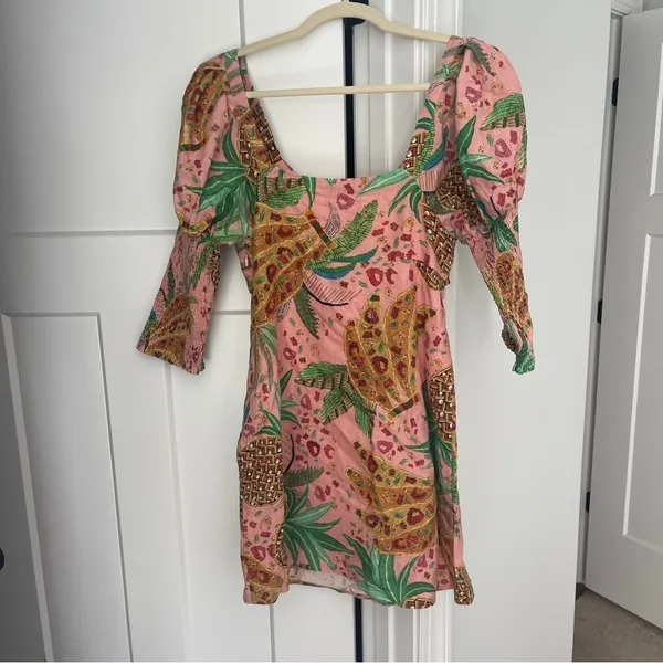 Farm‎ Rio Pineapple Dress fruits pink mini smocked - Image 6