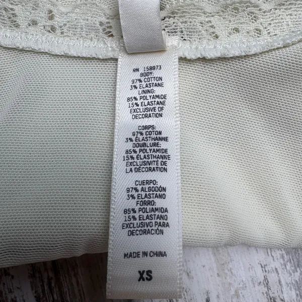 Skims Logo Pointelle Bralette XS Bone Lace Trim Rosette NWT - Image 4