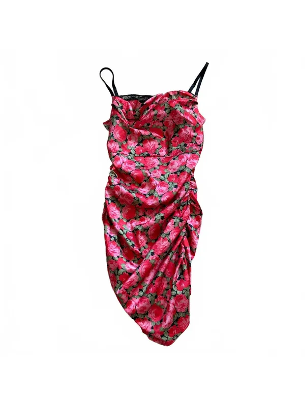 For Love & Lemons Madeline Mini Dress Peekaboo Satin Floral Women's Size Large - Image 8