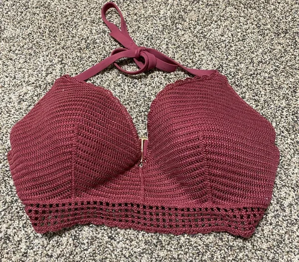 Shade & Shore Pink Crochet Corset Bikini Top - Image 2