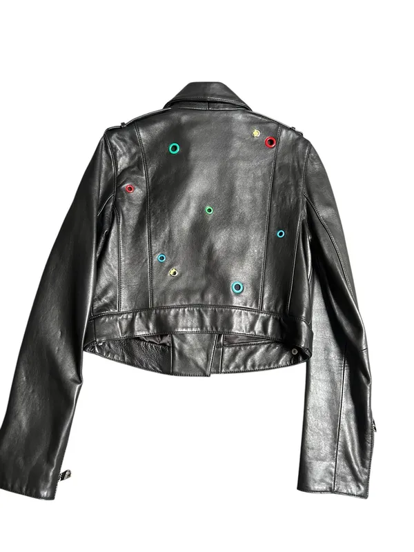Sam Edelman colorful grommet leather moto jacket Size Small - Image 3