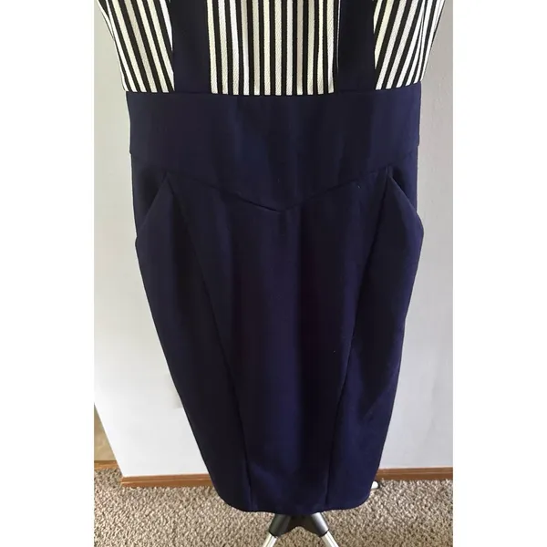 VFemage Women's black white strip navy blue vintage-style‎ sailor dress Size 12 - Image 3