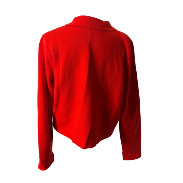 Sezane Betty Cardigan Merino Wool Knit Sweater Womens‎ M Red Button Preppy Crop - Image 4