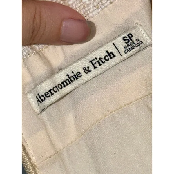 Abercrombie & Fitch Cream Beige Tweed Sleeveless Mini Dress Womens Size S Petite - Image 3