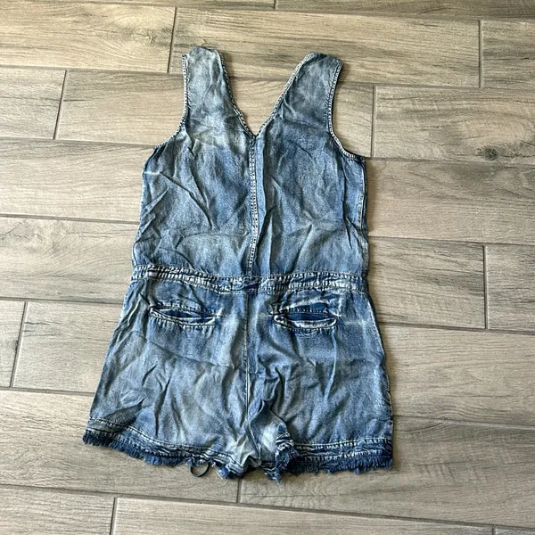 Mustard seed denim printed romper - Image 4