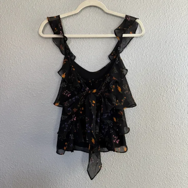 Rebecca Minkoff Ruffle Sleeve Top Size‎ Small Self Tie Back - Image 5