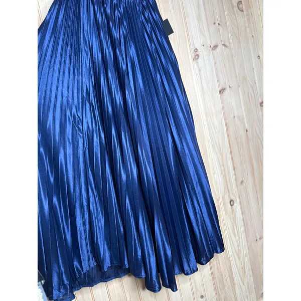 NWT Lulus Elaborate Charm Navy Blue Satin Pleated Backless Maxi Dress Gala Sz XL - Image 5