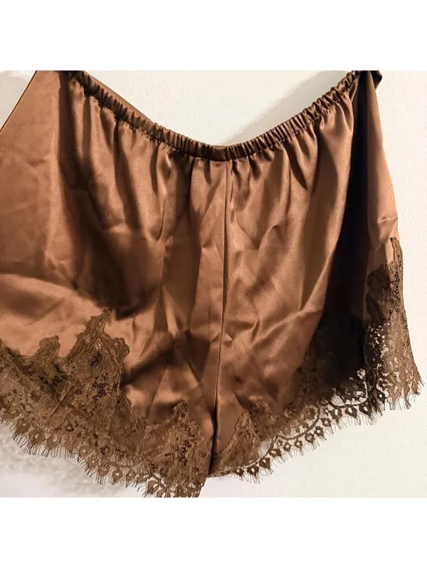 Reformation Fern Satin Shorts in Pinecone Brown - Image 5