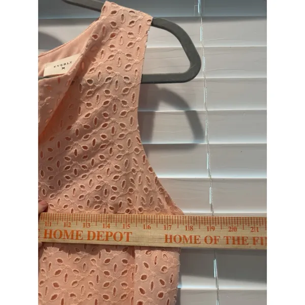 Everly Feminine Floral Eyelet‎ Detail Coral Light Pink Spring Sun Dress Size M - Image 11