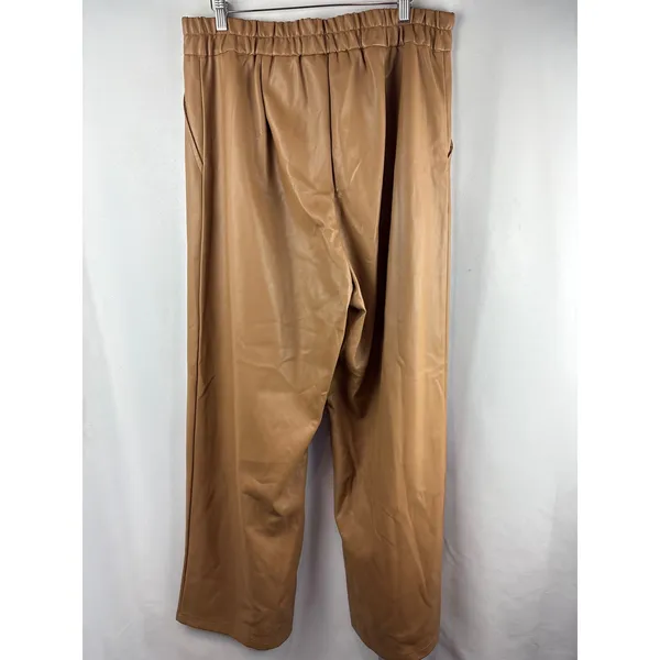 Women’s Studio Untold Size 18 Latte Brown Faux Leather Pants - Image 3