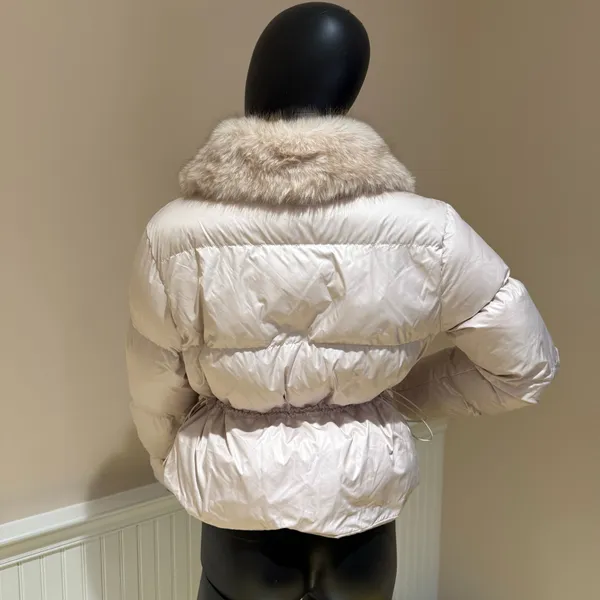 Winter Jacket Short Jacket Coat Trench Overcoat Parka Puffer Fur Collar Bomber - Image 6