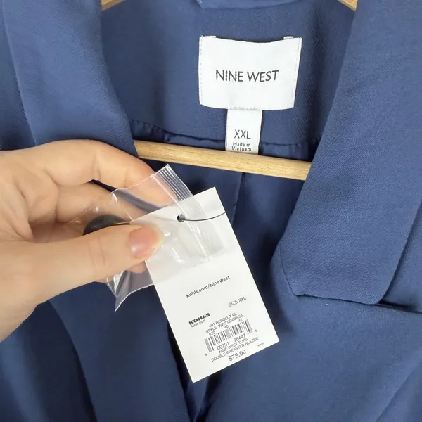 NWT Nine West Blue Double Breasted Blazer Size XXL Notched Lapel Jacket Office - Image 4