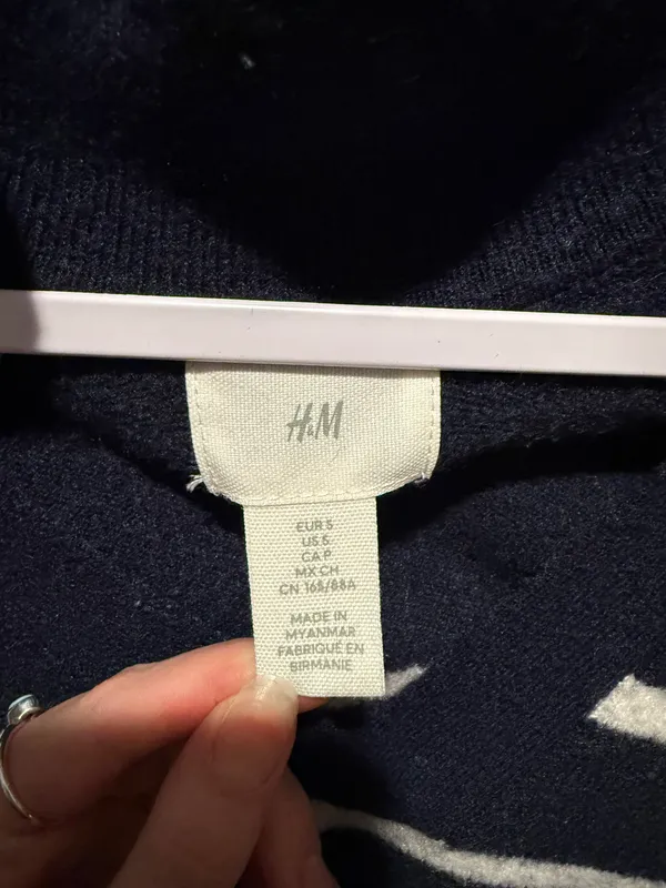 H&M Costal Navy And White Striped Sweater Shirt - Image 2