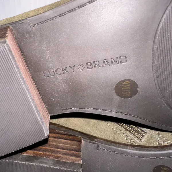 Lucky Brand Suede Bootie‎ Boots Womens 9 Green Ankle Zip Low Block Heel - Image 10