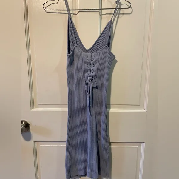 Free People Size Small Bodycon fitted ribbed mini Dress Blue - Image 3