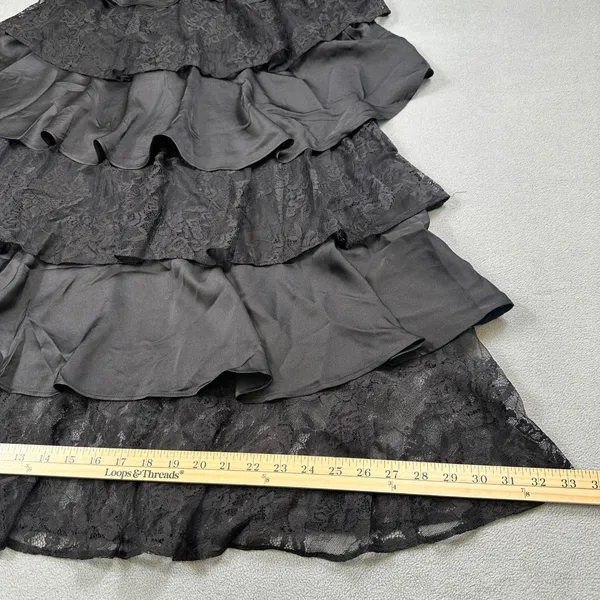 VERO MODA Maxi Dress Womens M Black Lace Ruffle Tiered Overlays Straps NWT - Image 5