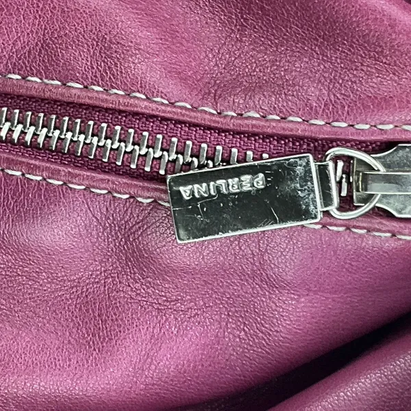 Perlina Magenta Leather Backpack With‎ Flap Drawstring Closure Side Zipper VTG - Image 6