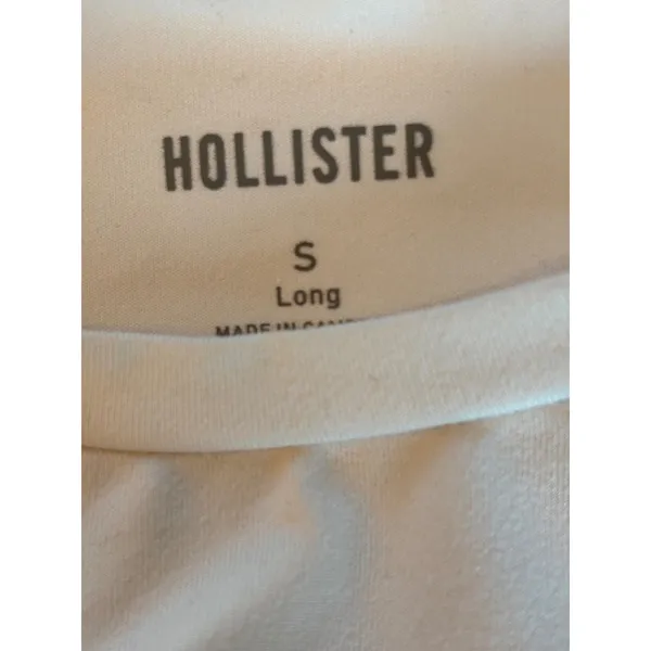 Hollister White Short Sleeve Crewneck Slim Fit Long T-Shirt Small S - Image 5