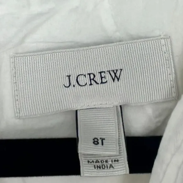 8 J.Crew White Chevron Pleated Dress Tall Sundress V-Neck 100% Cotton Women's - Image 5