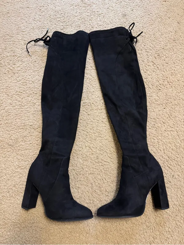Marc Fisher Neela Black Suede Over The Knee Block Heel Boots Size 7.5 - Image 2
