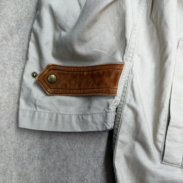 Vtg American Eagle Duster Womens Large Beige Heritage Leather Trim Academia 90s - Image 6