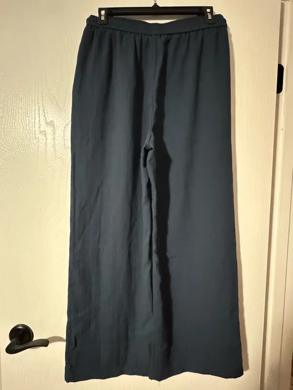 Halara High-Waisted Drawstring Pocket Wide Leg Baggy Casual Linen-Feel Pants - Image 2