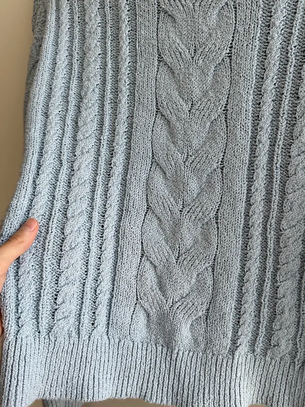 J. Crew Women’s Rollneck Cable Sweater, Light Blue, Size Small, 90s Sweater - Image 14