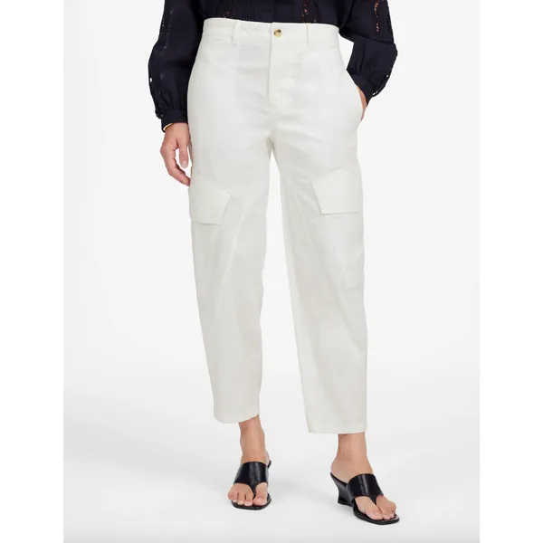 Madewell The Barrel Leg Utility Pant Garment Dyed Twill White Cargo US 4 NWT - Image 2
