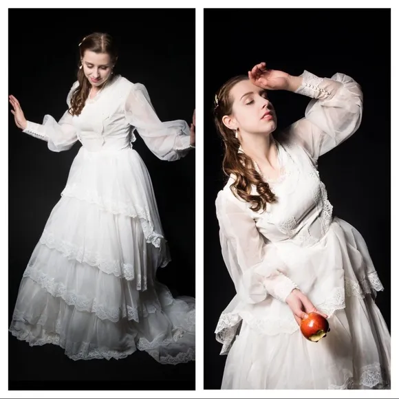 70s Prairie wedding dress White - Image 2