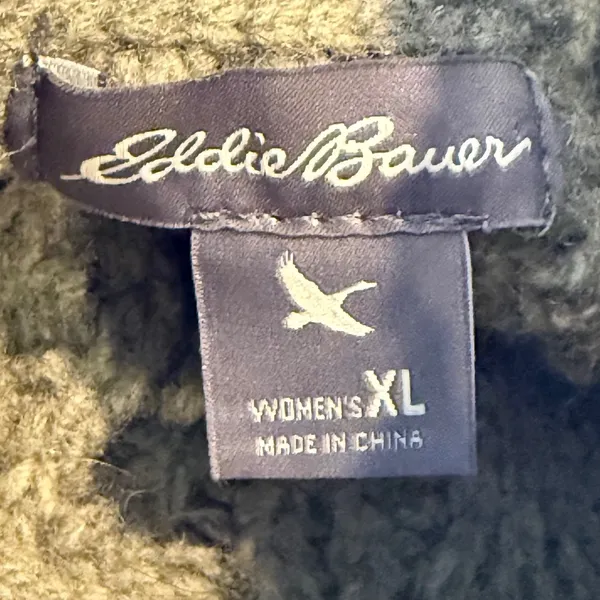 Eddie Bauer Womens XL Cable Knit Turtleneck Sweater Lambs Wool Blend Green‎ - Image 5