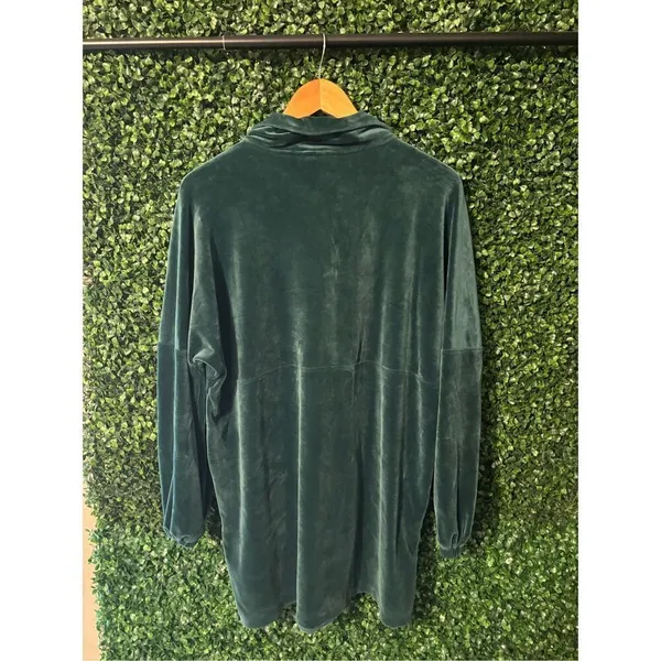 Anthropologie Saturday Sunday SMALL Rosiland Turquoise Velour Velvet Tunic Dress - Image 4