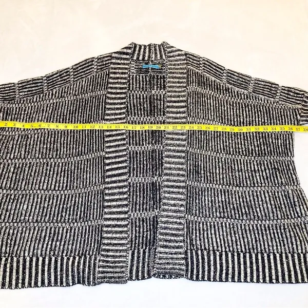 ALICE + OLIVIA Black White Wool Nera Rib Knit Boxy Cardi Sweater Size Large - Image 4