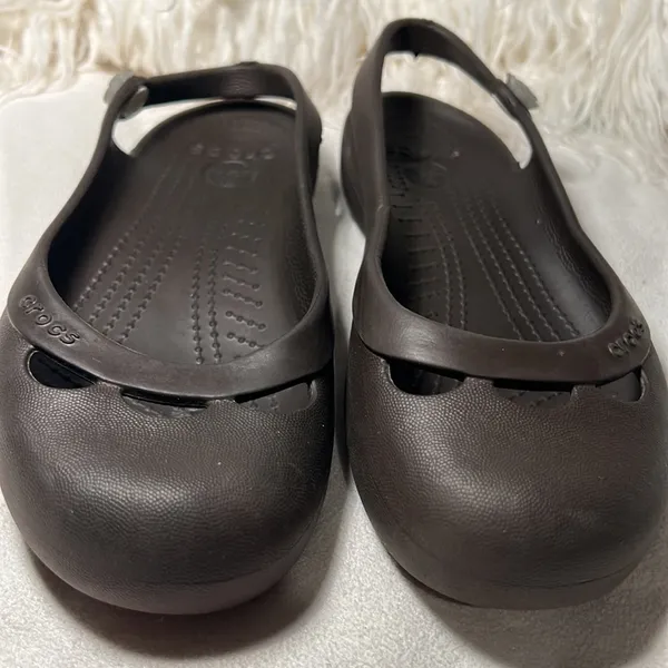 Crocs Women's JAYNA Slingback Slip-on Ballet Flats Comfort Shoes Size 6. Brown - Image 2