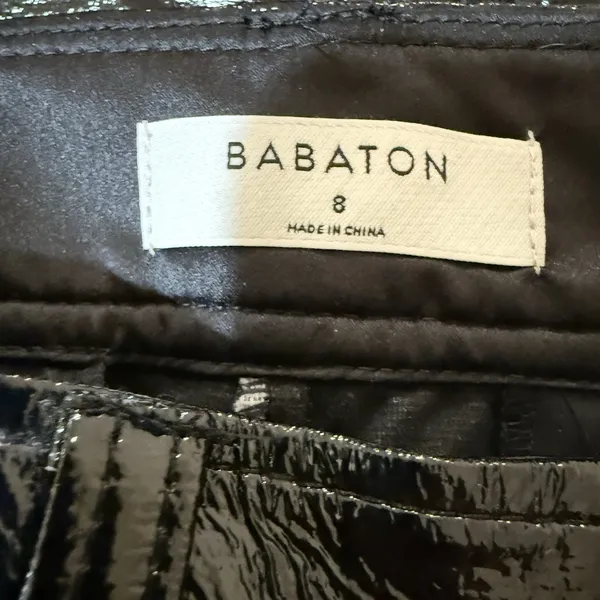 Aritzia Babaton Command Cropped Pant Womens 8 Black Vegan Leather‎ Straight Leg - Image 4
