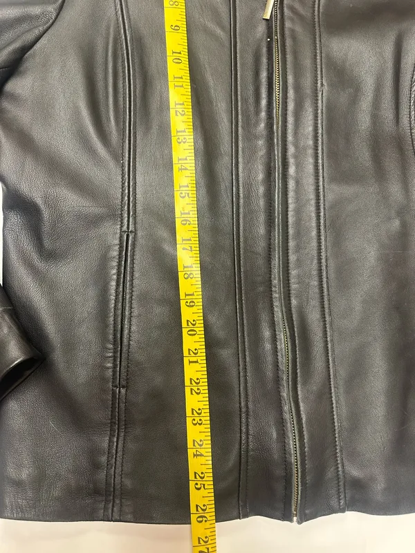 MLC Black Leather Zipper Jacket with Pockets and Acetate Lining | Size XL - Image 14